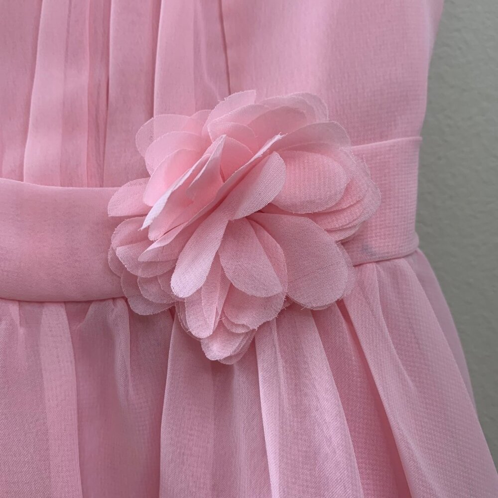 VICTORIA ROSE Pink Chiffon Dress Girls 4 4T Flower Detail Party Dress Fancy Girl - Picture 4 of 8
